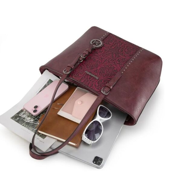 Montana West Tote Bag. A  Embossed Collection Purse 2Pcs Set - Picture 3 of 5